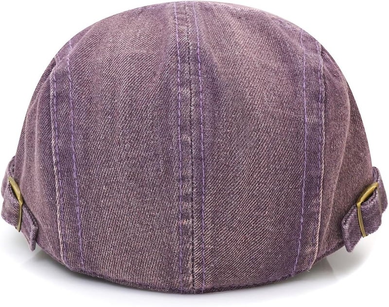 PTDTSHOU Newsboy Cap for Men Adjustable Flat Ivy Gatsby Cabbie Driving Hat Breathable Denim Cotton Golf Cap - Image 5